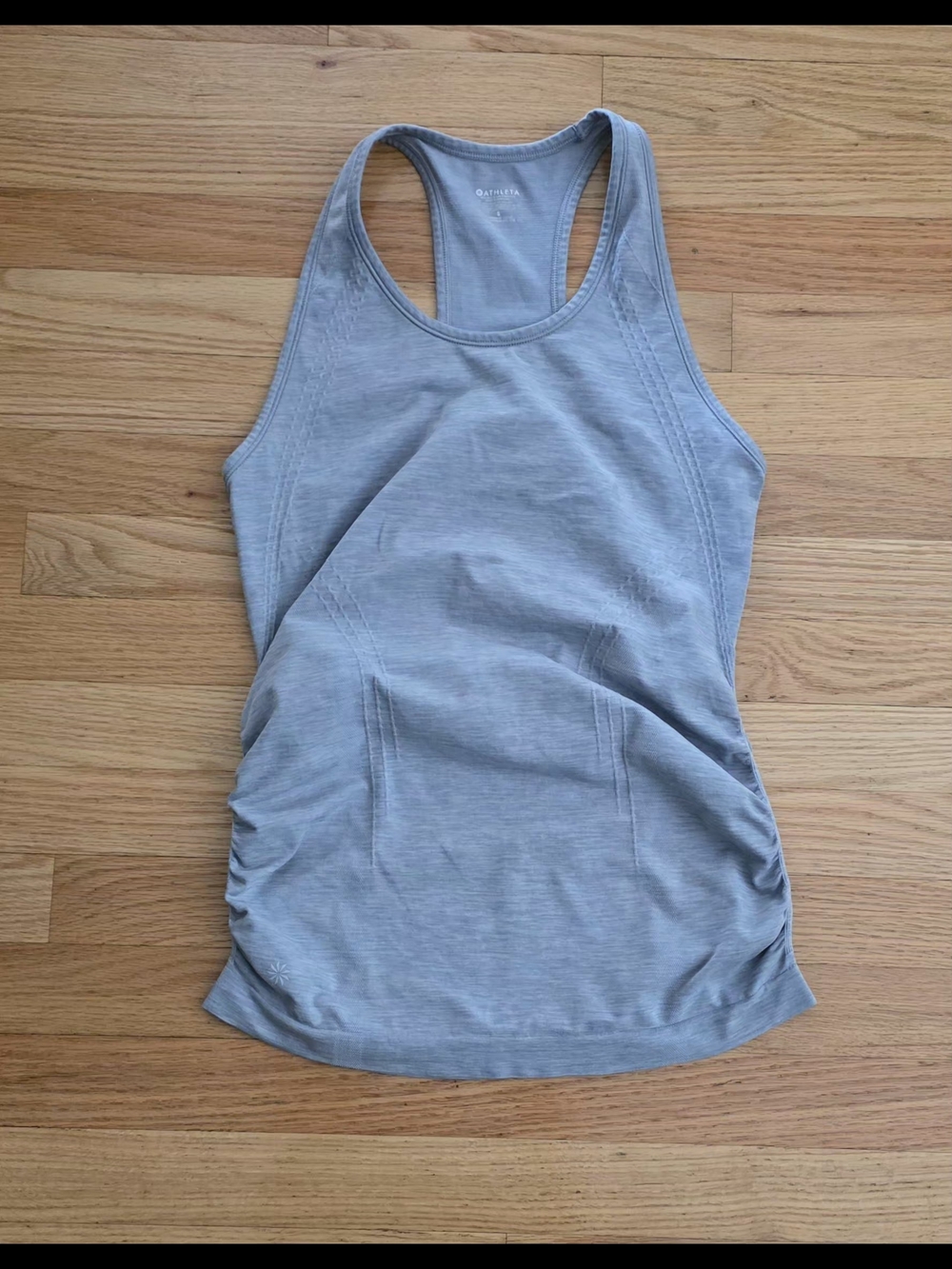 Athleta Women's S Light Gray Rouched Sides Seemless Racerback Tank Top